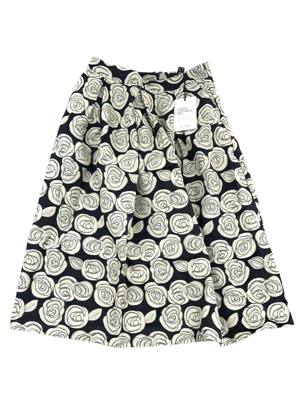 NWT Who What Wear Graphic Rose‎ Pleated Midi Skirt